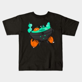 Cute Spooky Halloween Pumpkin and Skeleton Soup Kids T-Shirt